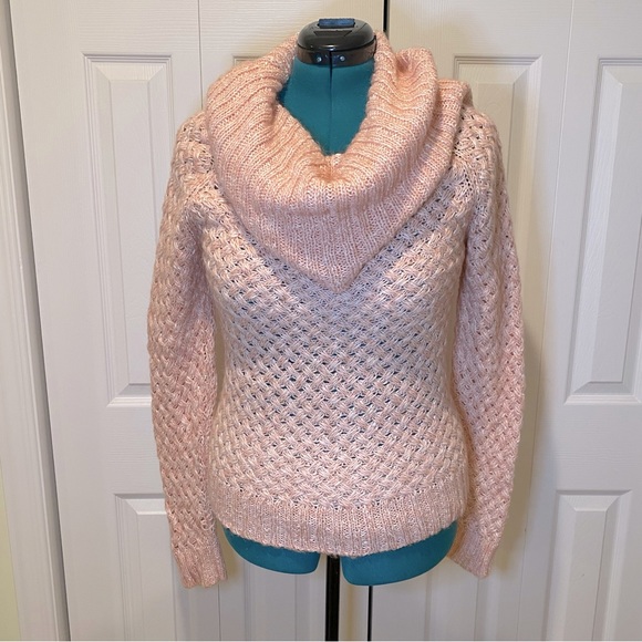 Max & Jac Cowl Neck Pink Peach Knit Warm Sweater. Size Large. - Picture 3 of 14
